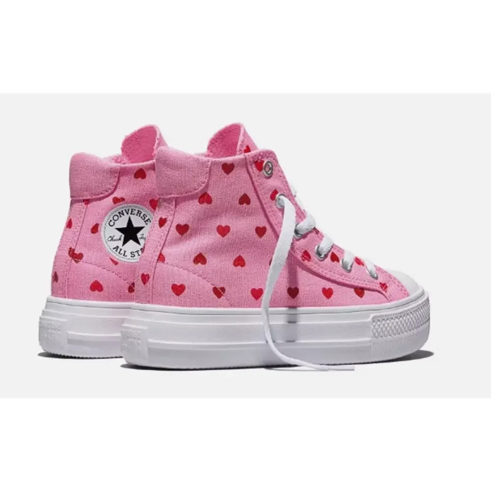 Converse Kids' Platform High Top Sneakers Youth Size 6 EUR 38.5 Pink Hearts NWT